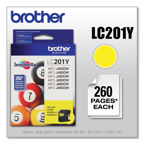 Image of Brother Lc201Y Innobella Ink, 260 Page-Yield, Yellow