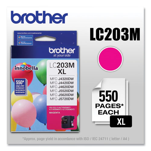 Image of Brother Lc203M Innobella High-Yield Ink, 550 Page-Yield, Magenta