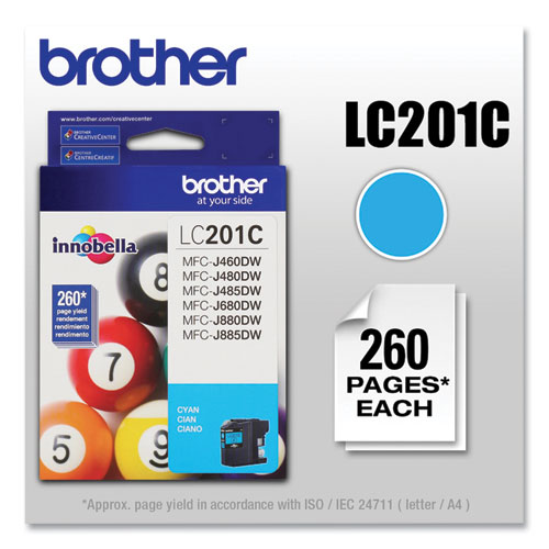 Image of Brother Lc201C Innobella Ink, 260 Page-Yield, Cyan