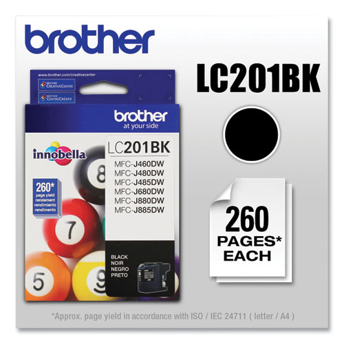 Image of Brother Lc201Bk Innobella Ink, 260 Page-Yield, Black