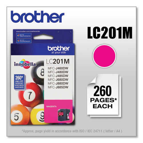Image of Brother Lc201M Innobella Ink, 260 Page-Yield, Magenta
