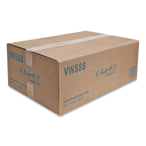 Image of Morcon Tissue Valay Proprietary Roll Towels, 1-Ply, 8" X 800 Ft, White, 6 Rolls/Carton
