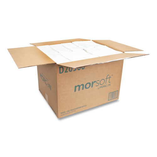 Morsoft Dispenser Napkins, 1-Ply, 6 x 13.5, White, 500/Pack, 20 Packs/Carton