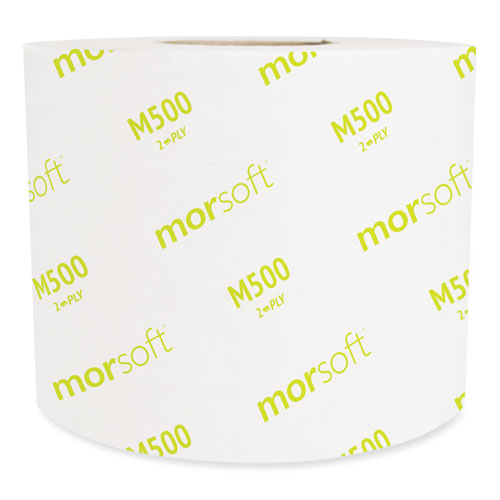 Morsoft Controlled Bath Tissue, Septic Safe, 2-Ply, White, 3.9" x 4", Band-Wrapped, 500 Sheets/Roll, 24 Rolls/Carton