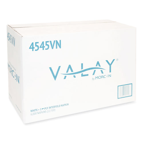 Valay Interfolded Napkins, 1-Ply, White, 6.5 x 8.25, 6,000/Carton