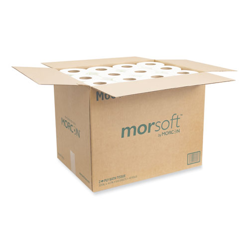 Morsoft Controlled Bath Tissue, Septic Safe, 2-Ply, White, 600 Sheets/Roll, 48 Rolls/Carton