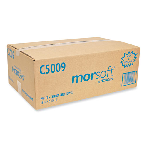 Image of Morcon Tissue Morsoft Center-Pull Roll Towels, 2-Ply, 6.9" Dia, 500 Sheets/Roll, 6 Rolls/Carton