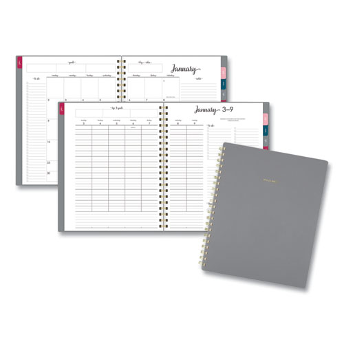 Harmony Weekly/Monthly Poly Planner, 11 x 8.5, Gray Cover, 13-Month (Jan to Jan): 2022 to 2023