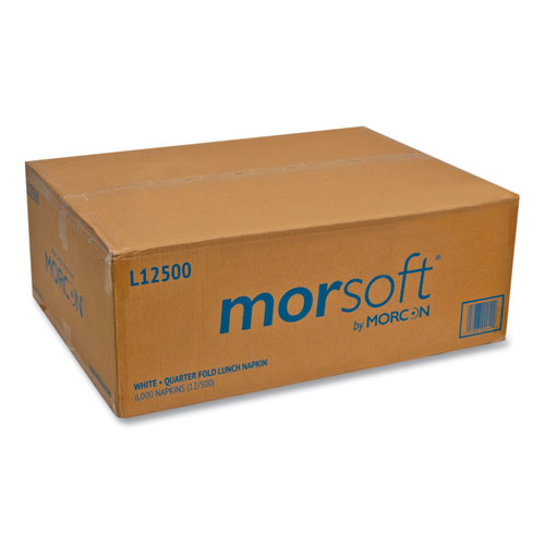 Morsoft 1/4 Fold Lunch Napkins, 1 Ply, 11.8" x 11.8", White, 6,000/Carton