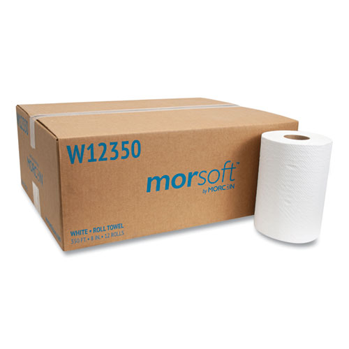 Morcon Tissue Morsoft Universal Roll Towels, 1-Ply, 8" x 350 ft, White, 12 Rolls/Carton