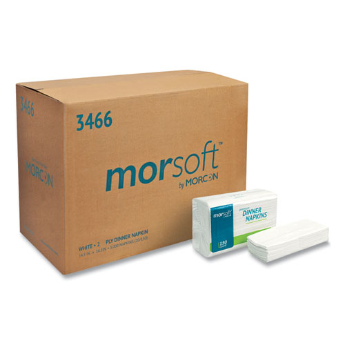 Morcon Tissue Morsoft Dinner Napkins, 2-Ply, 14.5 X 16.5, White, 3,000/Carton