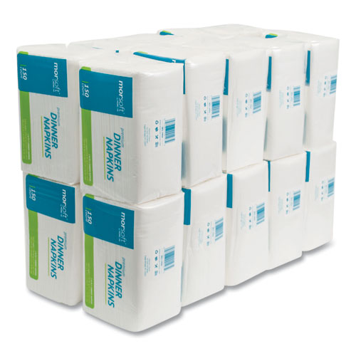 Image of Morcon Tissue Morsoft Dinner Napkins, 2-Ply, 14.5 X 16.5, White, 3,000/Carton