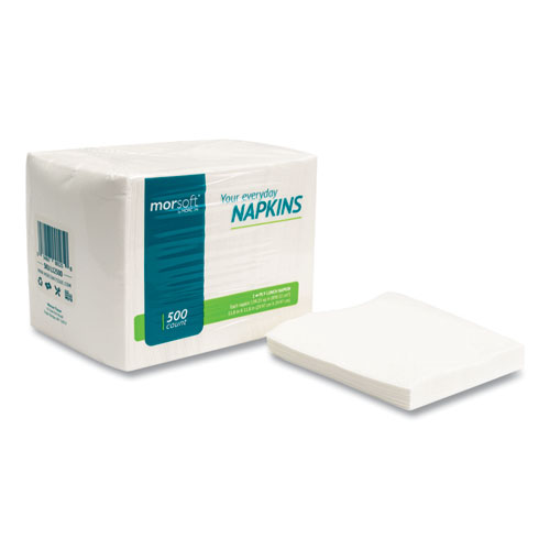 Image of Morcon Tissue Morsoft 1/4 Fold Lunch Napkins, 1 Ply, 11.8" X 11.8", White, 6,000/Carton