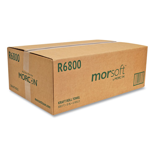 Image of Morcon Tissue Morsoft Universal Roll Towels, 1-Ply, 8" X 800 Ft, Brown, 6 Rolls/Carton