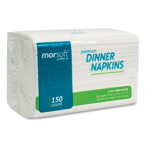 Image of Morcon Tissue Morsoft Dinner Napkins, 2-Ply, 14.5 X 16.5, White, 3,000/Carton