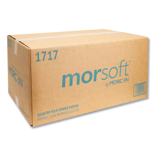 Morsoft Dinner Napkins, 1-Ply, 15 x 17, White, 250/Pack, 12 Packs/Carton