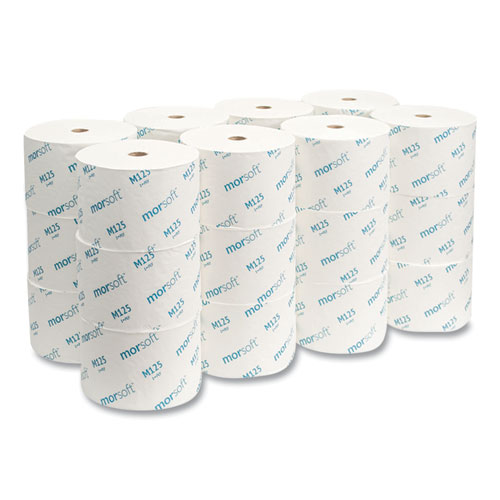 Image of Morcon Tissue Small Core Bath Tissue, Septic Safe, 1-Ply, White, 2,500 Sheets/Roll, 24 Rolls/Carton