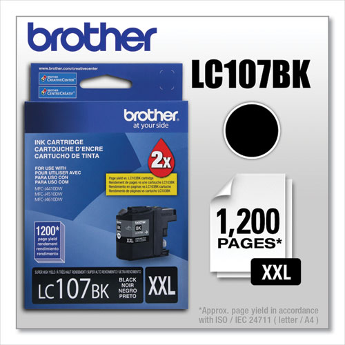 Image of Brother Lc107Bk Innobella Super High-Yield Ink, 1,200 Page-Yield, Black