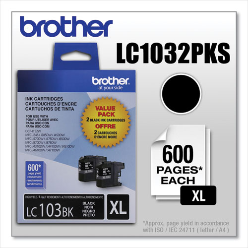 Image of Brother Lc1032Pks Innobella High-Yield Ink, 600 Page-Yield, Black, 2/Pack