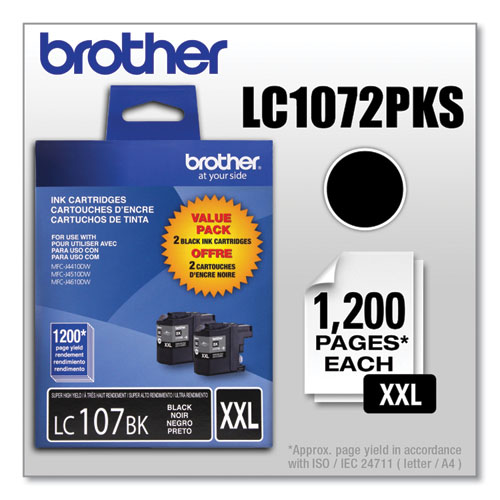 Image of Brother Lc1072Pks Innobella Super High-Yield Ink, 1,200 Page-Yield, Black, 2/Pack