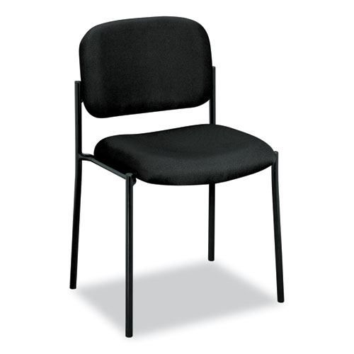 VL606 Stacking Guest Chair without Arms, Fabric Upholstery, 21.25" x 21" x 32.75", Black Seat, Black Back, Black Base