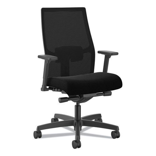 Ignition 2.0 4-Way Stretch Mid-Back Mesh Task Chair, Adjustable Lumbar Support, Black Seat/Back, Black Base