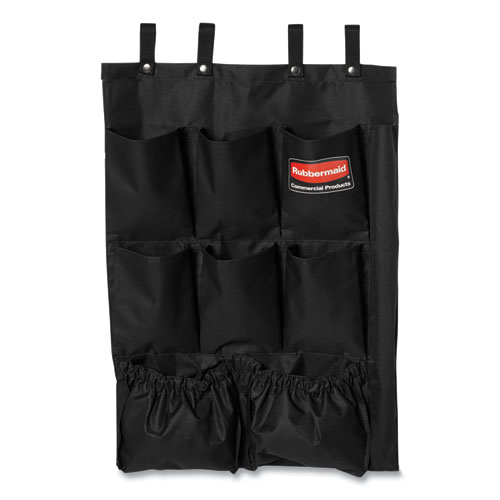 Rubbermaid® Commercial Fabric 9-Pocket Cart Organizer, 19.75 x 1.5 x 28, Black