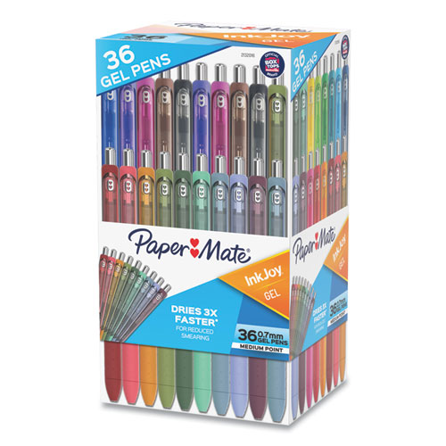 InkJoy Gel Pen, Retractable, Medium 0.7 mm, Assorted Ink and Barrel Colors, 36/Pack