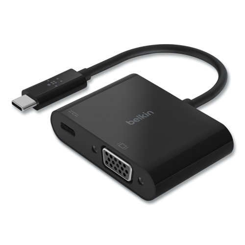 USB-C to VGA + Charge Adapter, USB-C(F)/USB-C(M)/VGA, 2.36", Black