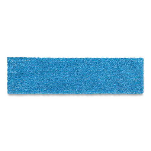 Adaptable Flat Mop Pads, Microfiber, 19.5 x 5.5, Blue