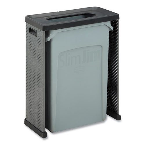 Image of Rubbermaid® Commercial Elevate Decorative Refuse Container, Landfill, 23 Gal, Plastic/Metal, Pearl Dark Gray