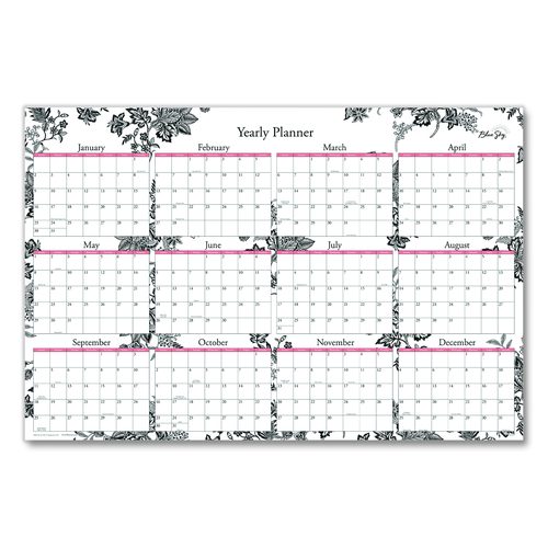 Blue Sky® Analeis Laminated Erasable Wall Calendar, Floral Artwork, 36 x  24, White/Black/Coral Sheets, 12-Month (Jan to Dec): 2023 | Image Supply