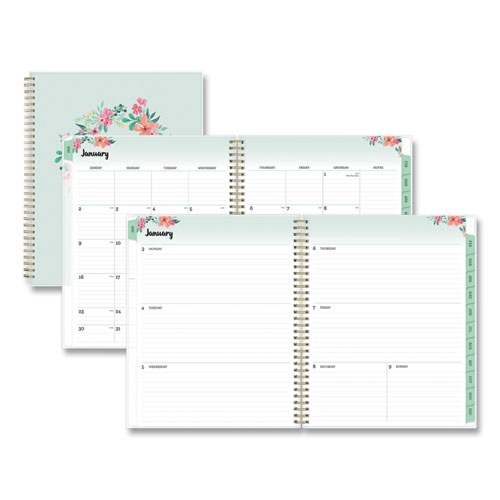 Blue Sky® Frosted Weekly/Monthly Planner, 11 x 8.5, Laurel, 2022