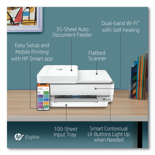 Image of Hp Envy 6455E Wireless All-In-One Inkjet Printer, Copy/Print/Scan