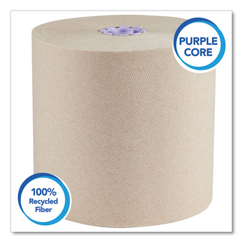 Image of Scott® Essential 100% Recycled Fiber Hard Roll Towel, 1-Ply, 8" X 700 Ft, 1.75" Core, Brown, 6 Rolls/Carton