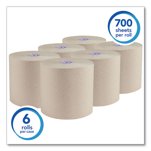 Essential 100% Recycled Fiber Hard Roll Towel, 1-Ply, 8" x 700 ft, 1.75" Core, Brown, 6 Rolls/Carton