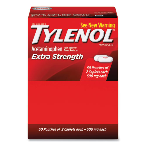 Extra Strength Caplets, Two-Pack, 50 Packs/Box