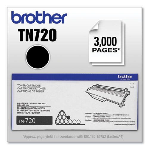 Image of Brother Tn720 Toner, 3,000 Page-Yield, Black