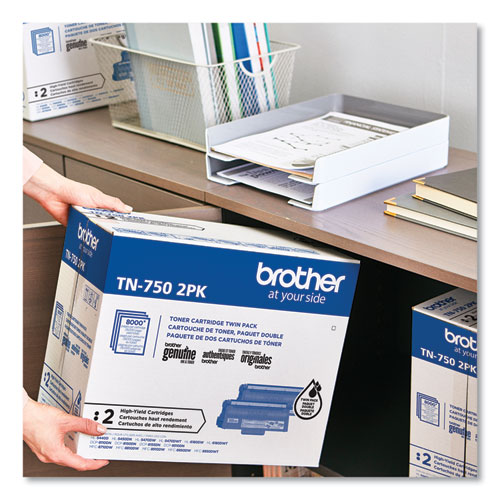 Image of Brother Tn7502Pk High-Yield Toner, 8,000 Page-Yield, Black, 2/Pack