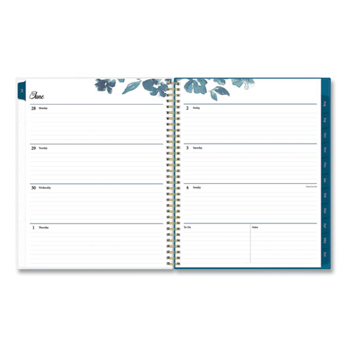 Bakah Blue Academic Year Weekly/Monthly Planner, Floral Artwork, 11 x 8.5, Blue/White Cover, 12-Month (July-June): 2024-2025