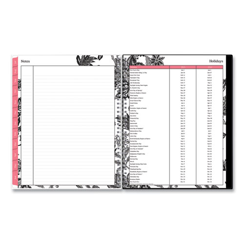 Analeis Create-Your-Own Cover Weekly/Monthly Planner, Floral, 11 x 8.5, White/Black/Coral, 12-Month (July to June): 2024-2025