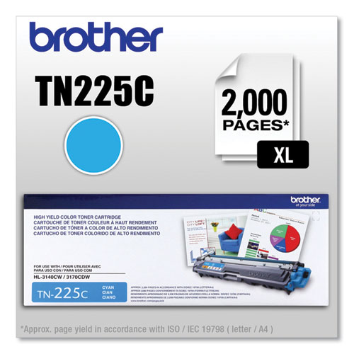 Image of Brother Tn225C High-Yield Toner, 2,200 Page-Yield, Cyan
