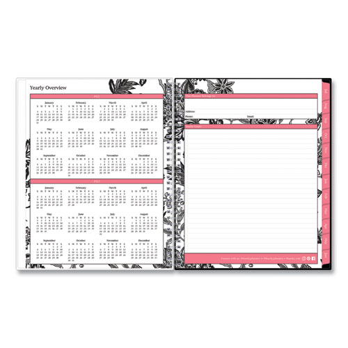 Analeis Create-Your-Own Cover Weekly/Monthly Planner, Floral, 11 x 8.5, White/Black/Coral, 12-Month (July to June): 2024-2025