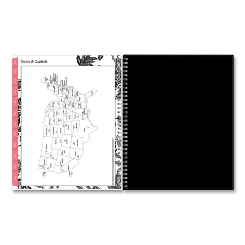 Image of Blue Sky® Analeis Create-Your-Own Cover Weekly/Monthly Planner, Floral, 11 X 8.5, White/Black/Coral, 12-Month (July To June): 2023-2024