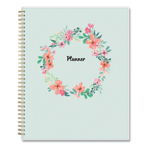 Laurel Academic Year Weekly/Monthly Planner, Floral Artwork, 11 x 8.5, Green/Pink Cover, 12-Month (July-June): 2021-2022