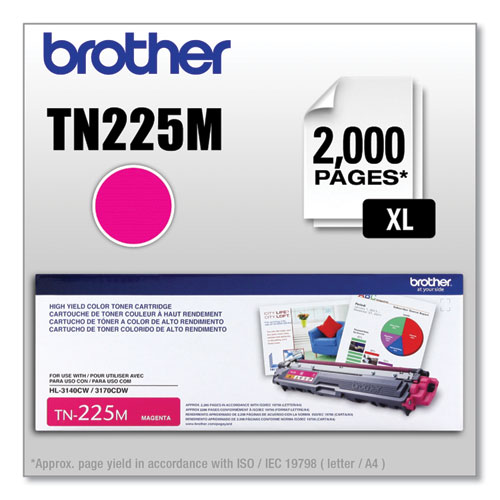 Image of Brother Tn225M High-Yield Toner, 2,200 Page-Yield, Magenta