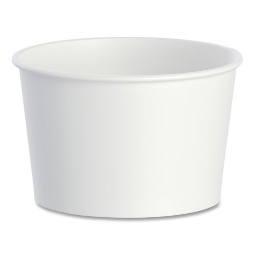 Double Poly Paper Food Containers, 8 oz, 3.8" Diameter x 2.4"h, White, 50/Pack, 20 Packs/Carton