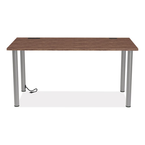 Image of Union & Scale™ Essentials Writing Table-Desk With Integrated Power Management, 59.7" X 29.3" X 28.8", Espresso/Aluminum