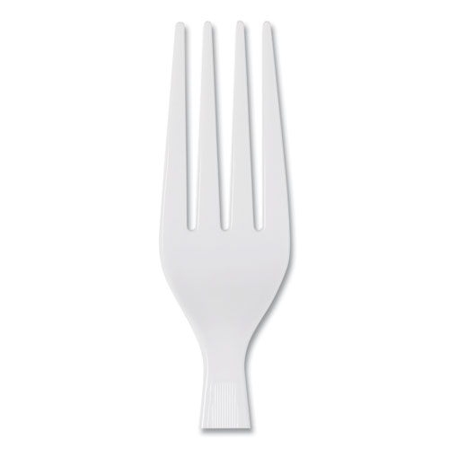 Image of Dixie® Plastic Cutlery, Heavyweight Forks, White, 1,000/Carton