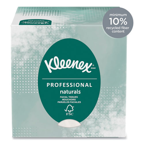 Image of Kleenex® Naturals Facial Tissue For Business, Boutique Pop-Up Box, 2-Ply, White, 90 Sheets/Box, 36 Boxes/Carton